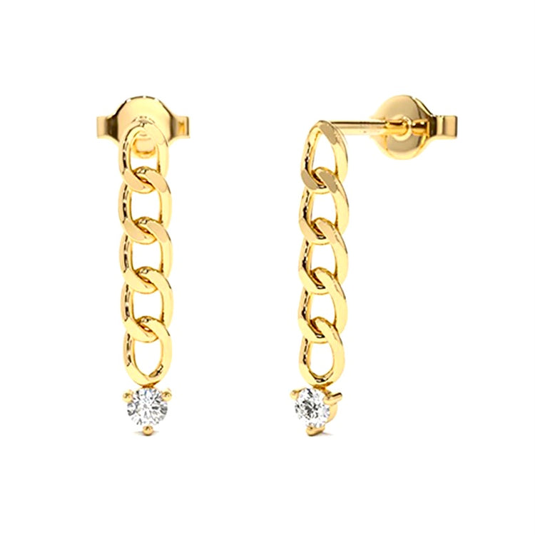 Gold Vermeil Curb Chain Drop Stud