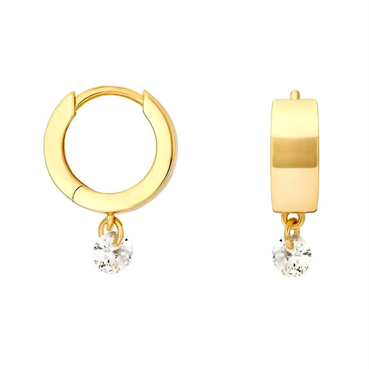 Gold Vermeil Floating CZ Huggie Hoop Earring