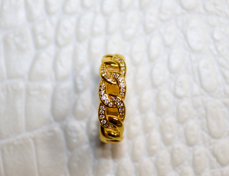 Pavè Link Gold Vermeil Chain Ring