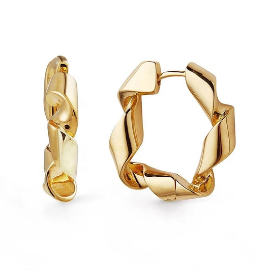 Gold Vermeil Ribbon Twist Hoops